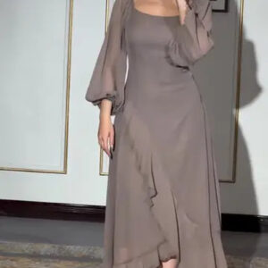 Trendy U-Neck Solid Color Irregular Slim Fit Dress
