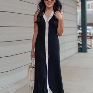 V-Neck Maxi Dress - Stylish Sleeveless Summer Robe for Women