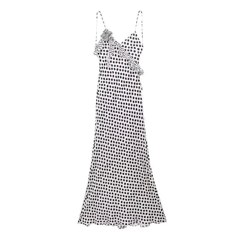 V-Neck Sleeveless Backless Ruffled Floral Dress for Women