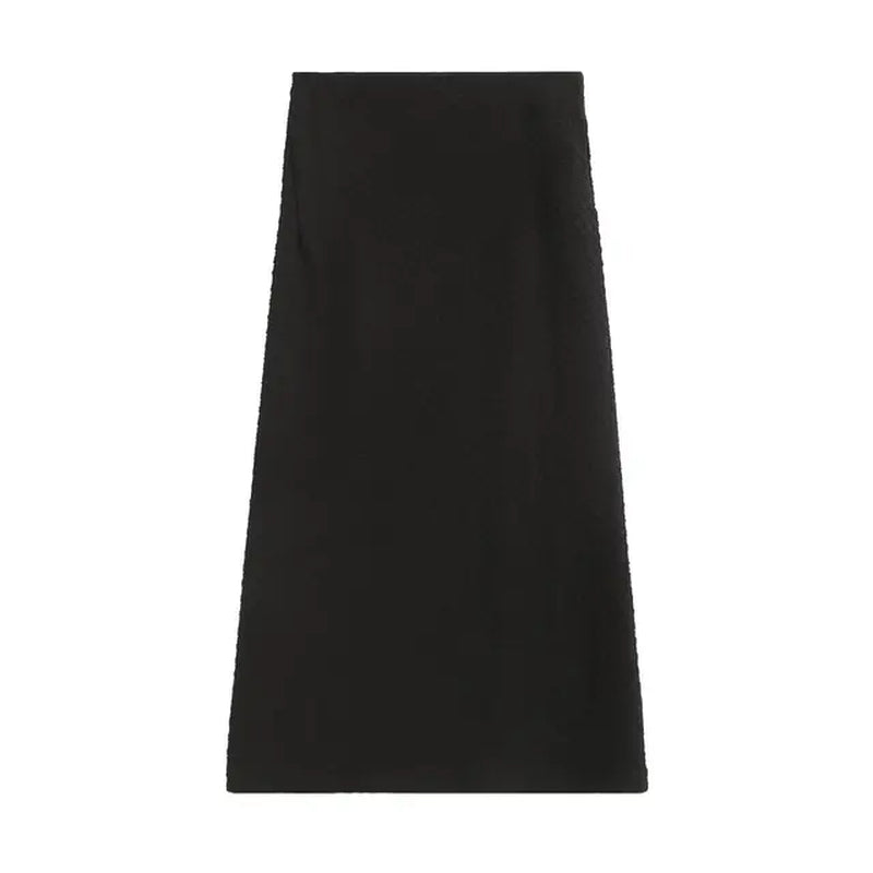 Versatile High-Waisted Black Long Skirt for Women