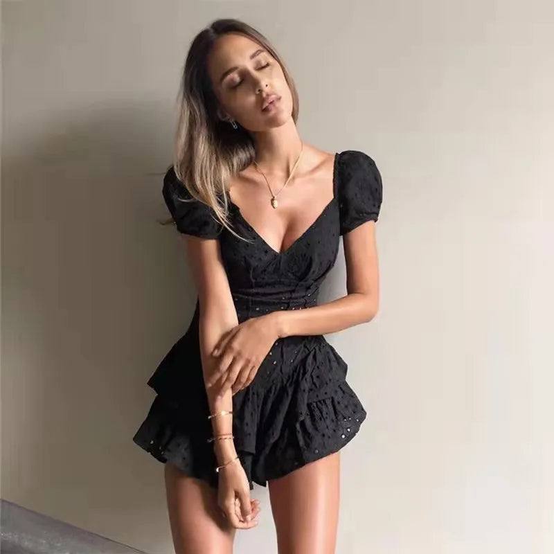 Womenâ€™s Backless Fluffy Skirt Dress - Slim Fit & Sexy