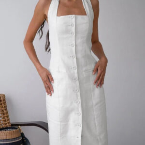 Women's Casual Halter Midi Dress for Summer Beachwear