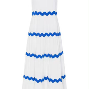 Women's Retro Ripple Printed A-Line Maxi Dress