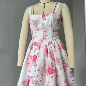 Women's Slim Fit Rose Print Strap Dress