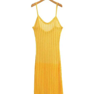Women's Solid Color U Neck Knitted Beach Dress