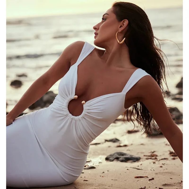 Women's V-Neck Open Back Beach Cover-Up Swimsuit