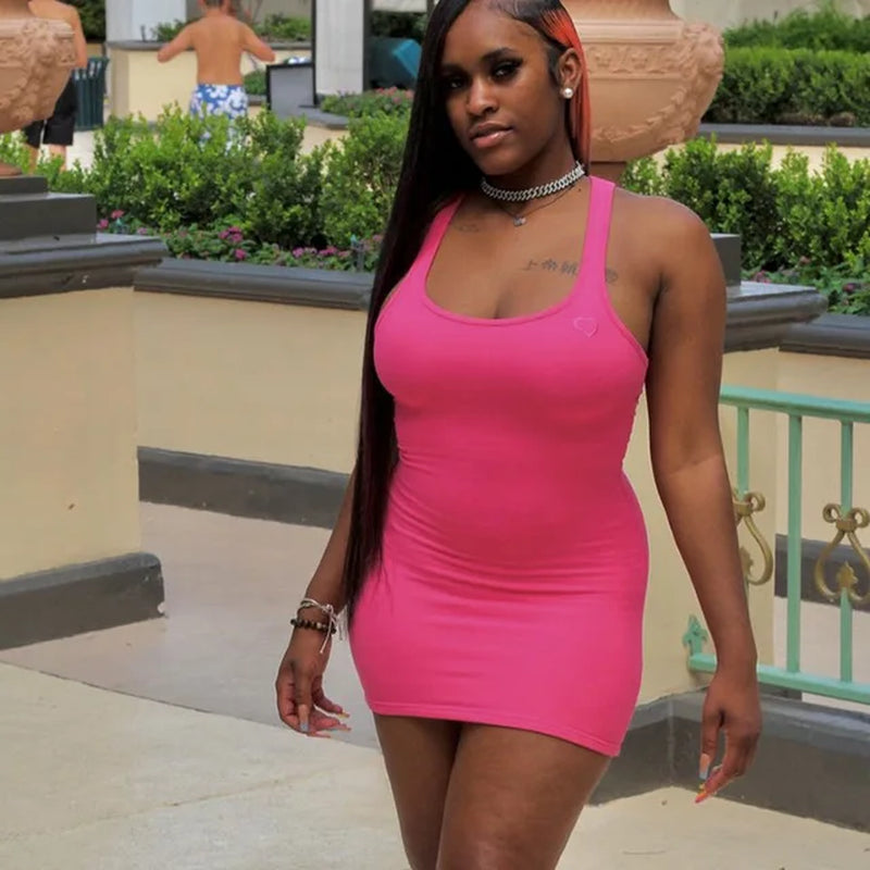 Y2K Ribbed Mini Tank Dress for Women - Summer Style